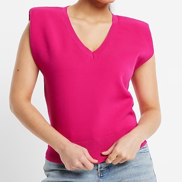 Express Women's V-Neck Padded Shoulder Sweater vest - Picture 14 of 16